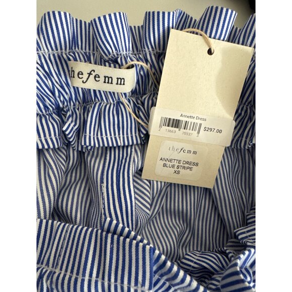 NWT The Femm Blue and White Striped Annette Dress Size XS - Picture 3 of 3